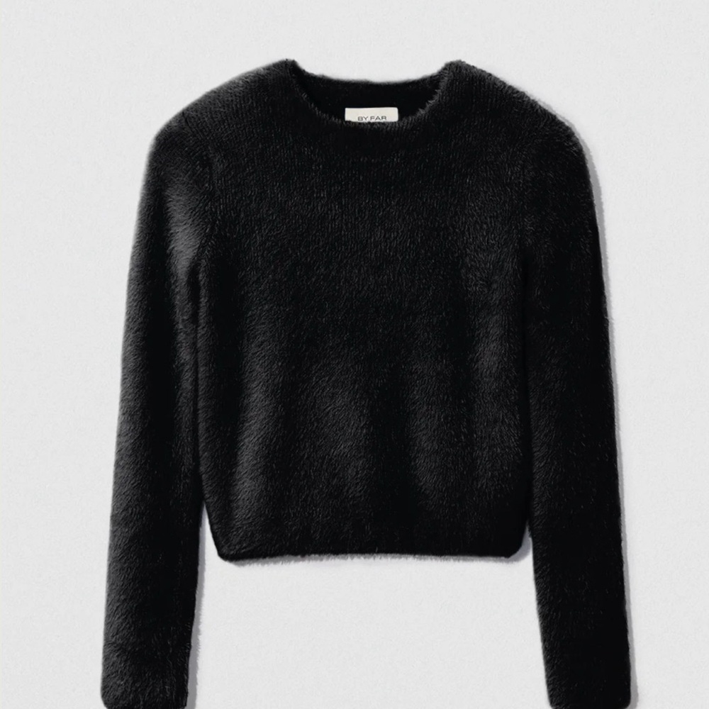 noa Black soft! furry Sweater size M soft long slightly balloon sleeve with cuff